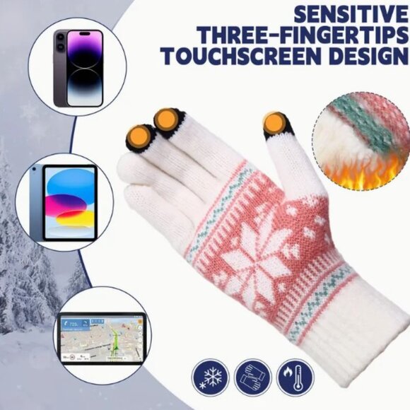 NIP Brown TOUCH SCREEN Snow Flakes Winter Gloves BEST TOUCH GLOVES EVER!! - Picture 3 of 3